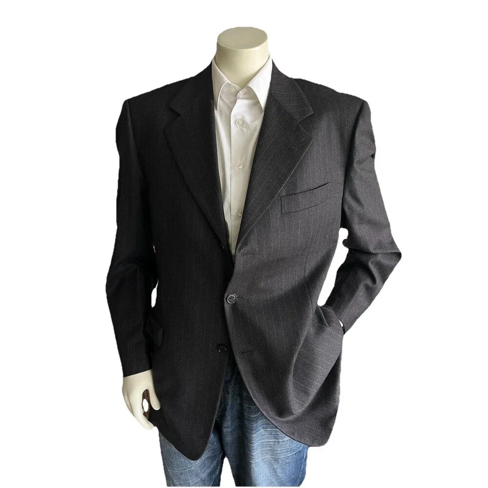 PAL ZILERI Guabello Men 42-44R Blazer Designer Wool Pinstripe Suit Jacket Italy